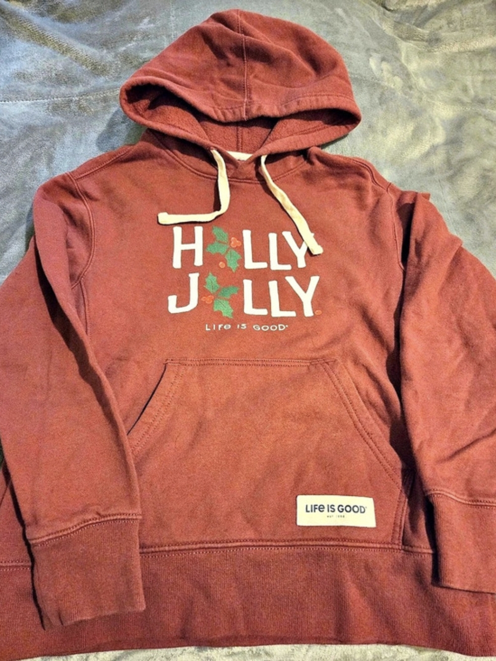 Life Is Good Holly Jolly Holiday Graphic Hoodie Red XS